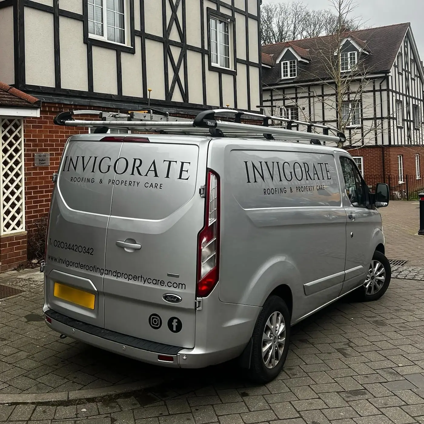 Invigorate Roofing and Property Care van on call for emergency roof repairs